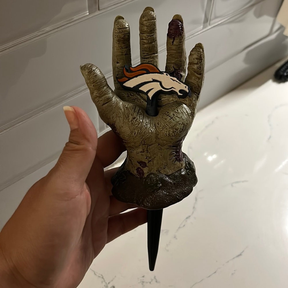 Halloween Denver Bronco plant stack